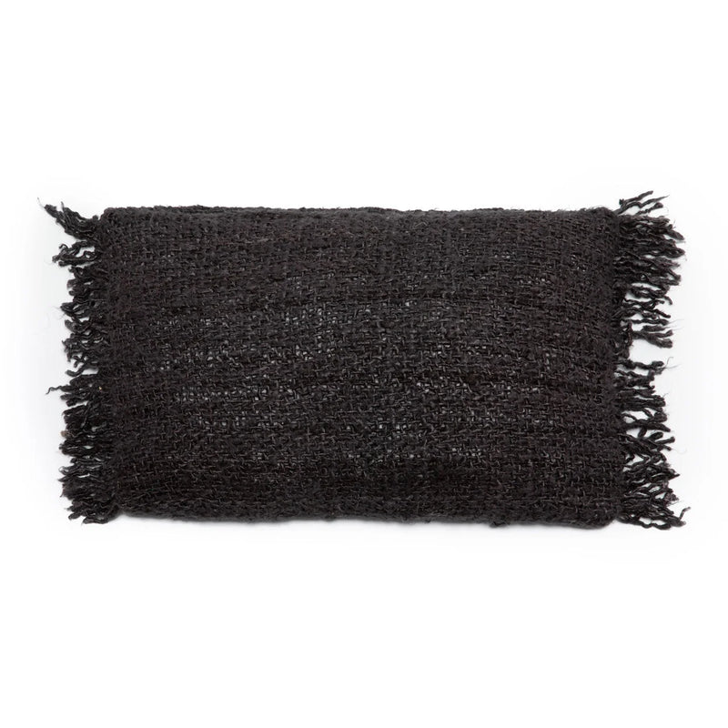 Kissenbezug aus Baumwolle in Schwarz mit Fransen - 30x50 cm