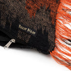 Housse de coussin rectangulaire en coton noir orange à motif chevron et franges - 30x50 cm