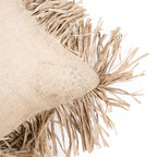 Housse de coussin rectangulaire en jute naturel avec franges décoratives