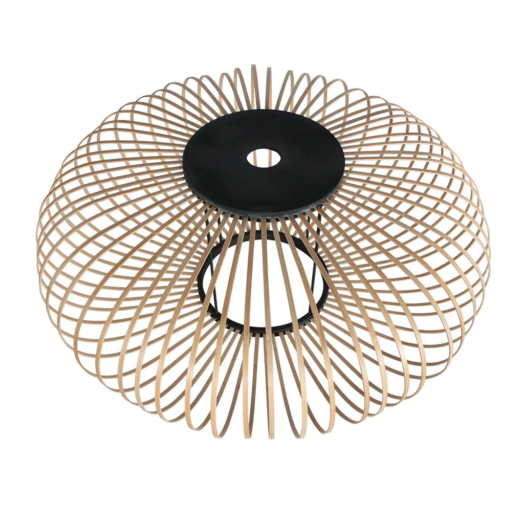 Lampadaire à arc métal noir effet rotin H190 cm