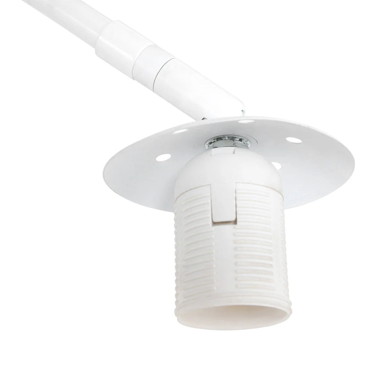 Applique plafond blanche réglable en métal avec abat-jour en tissu tambour H240 cm