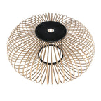 Lampadaire arc filaire métal noir avec abat-jour ovale effet rotin