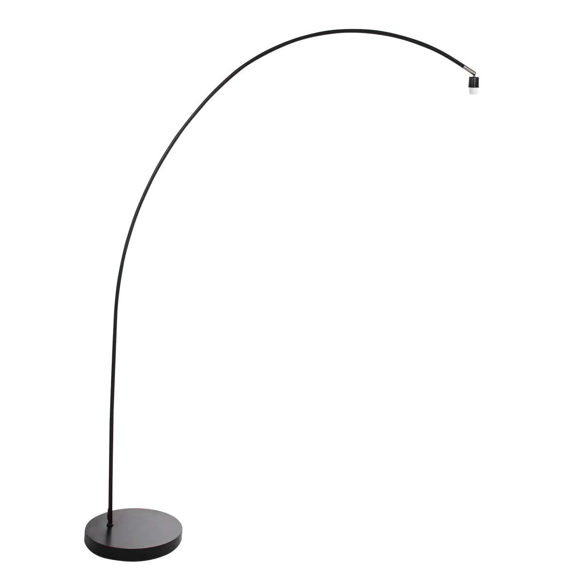 Lampadaire arc noir en métal filaire avec abat-jour ovale rotin