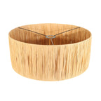 Abat-jour rond en raffia naturel avec cadre en métal pour lampadaire arc noir