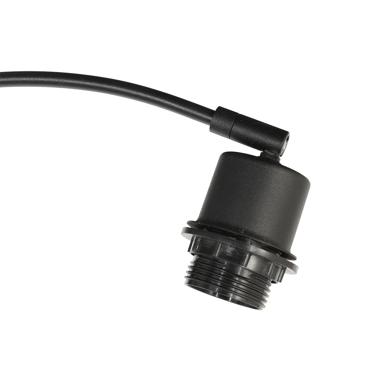 Socle de lampe en plastique noir avec base filetée et câble attaché