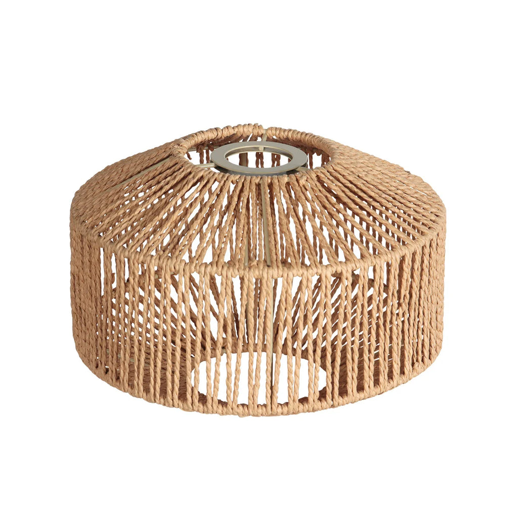 Lampe arqué 3 bras métal noir avec abat-jour fibre tressée beige