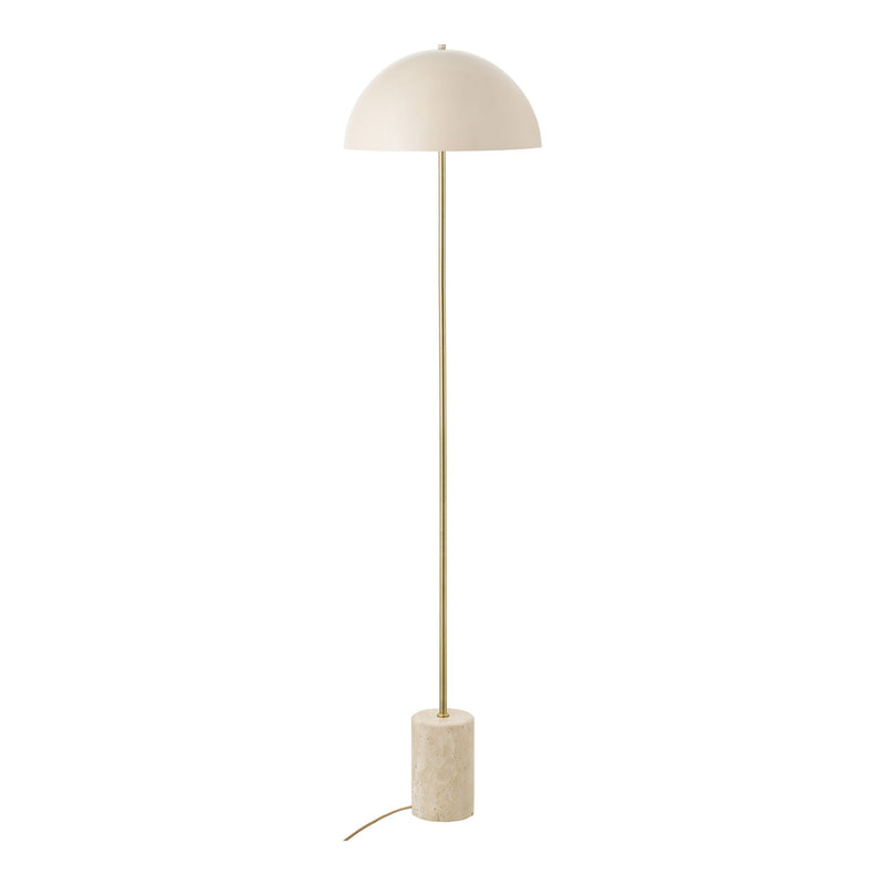 Stehlampe aus goldfarbenem Metall mit Sockel aus cremefarbenem Stein – H155 cm