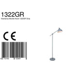 Lampe de sol réglable en métal gris avec abat-jour conique et bras articulé