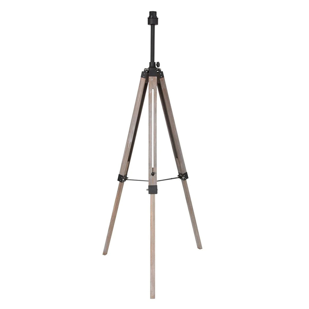 Lampadaire trépied en bois naturel avec abat-jour tressé H170 cm