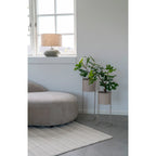 Lampe céramique verte texturée H44 cm avec abat-jour beige