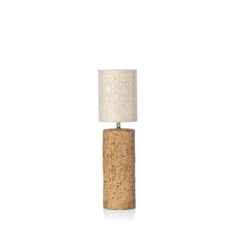 Tischlampe aus Pappmaché in Taupe fürs Wohnzimmer – H 30 cm, Größe S