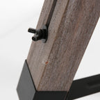 Lampe sur pied trépied en bois avec cadre noir et abat-jour en tissu noir
