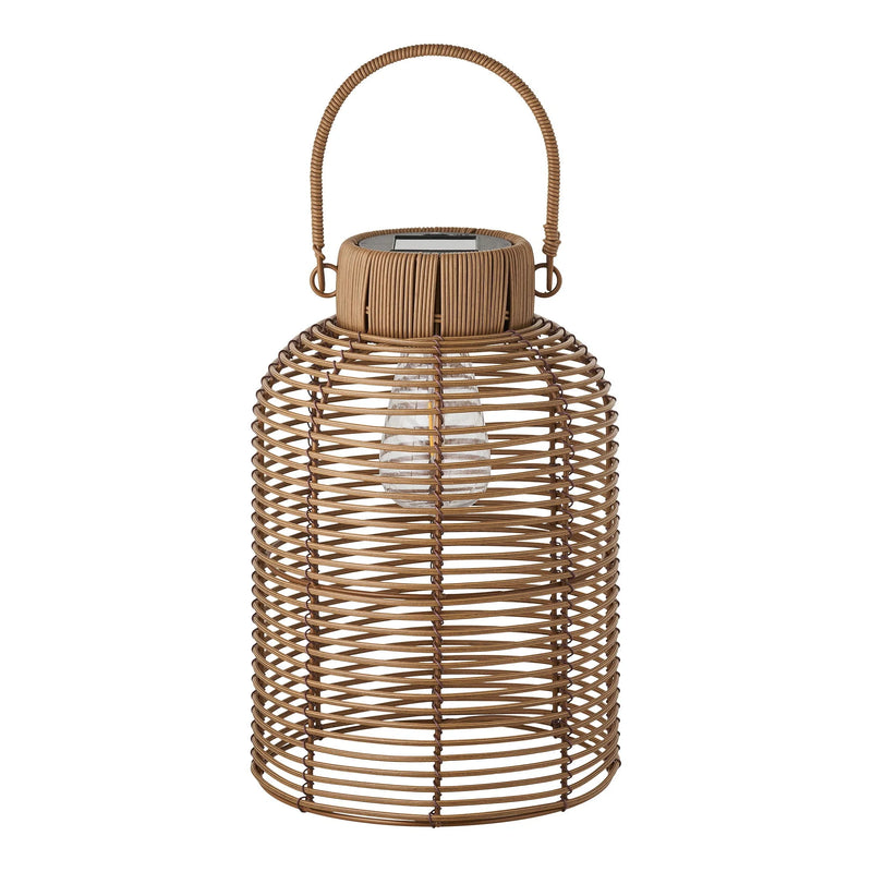 Solarleuchte in brauner Rattan-Optik mit Henkel – H30,5 cm