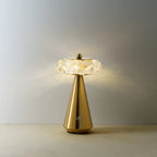 Lampe de table LED en laiton doré avec verre facetté, H24 cm