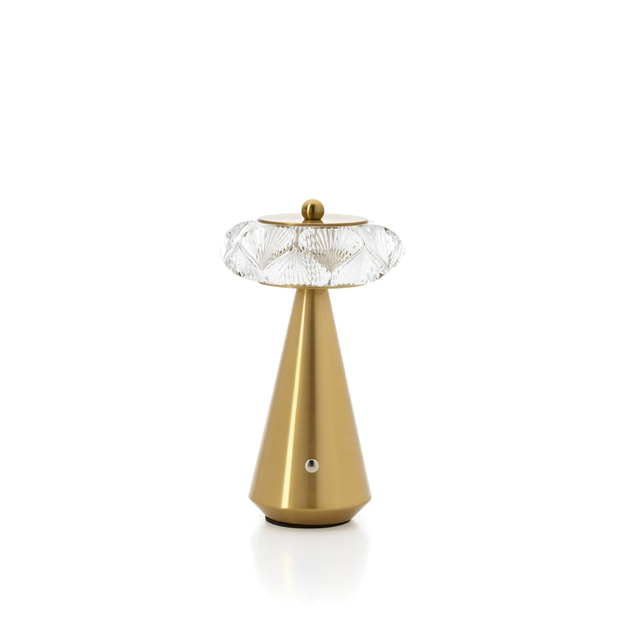 Lampe de table LED en laiton doré avec verre facetté, H24 cm
