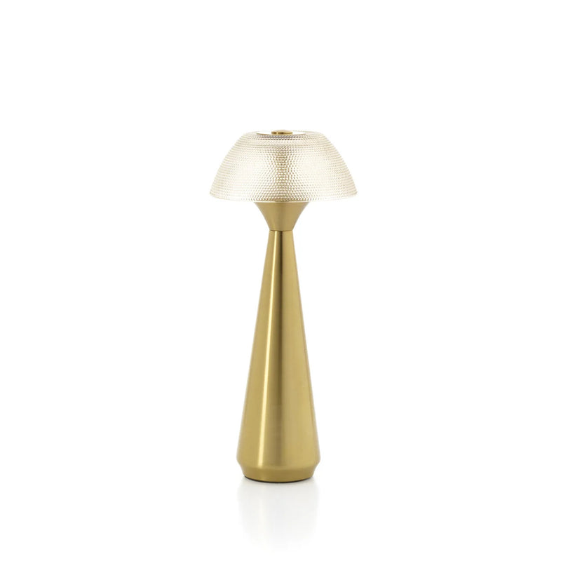 LED-Tischleuchte aus goldfarbenem Metall mit strukturiertem Schirm – H 28 cm