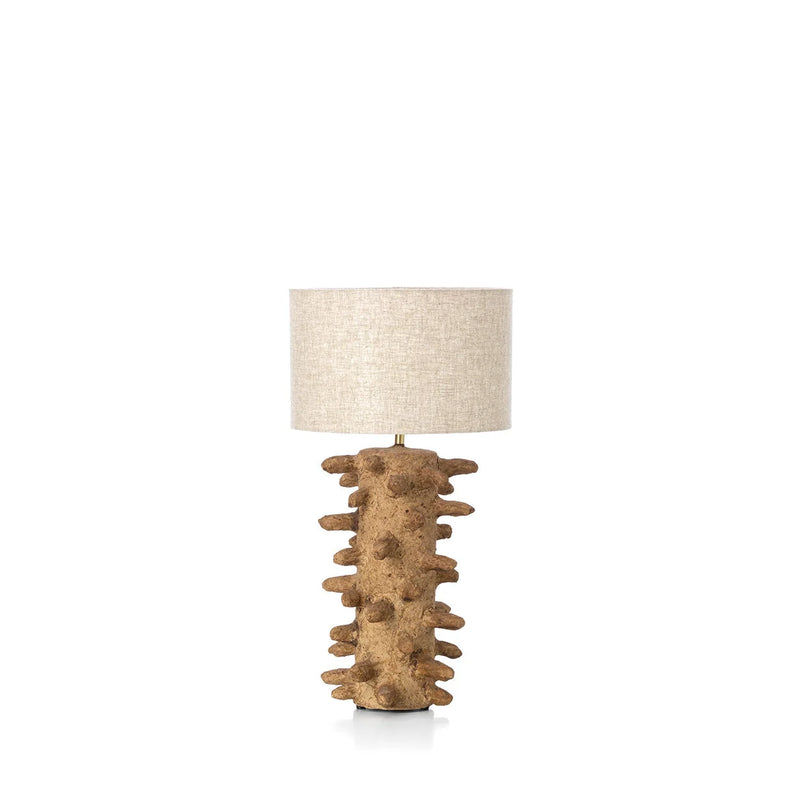 Organische Tischlampe aus Pappmaché in Beige mit Noppen fürs Büro – H41 cm, Größe M