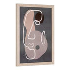 Lot de 3 cadres MDF verre naturel avec art abstrait minimaliste beige gris