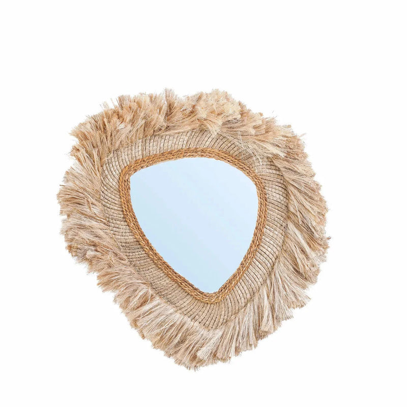Asymmetrischer Spiegel aus Abaca Natur 80 cm – Modell La Contessa