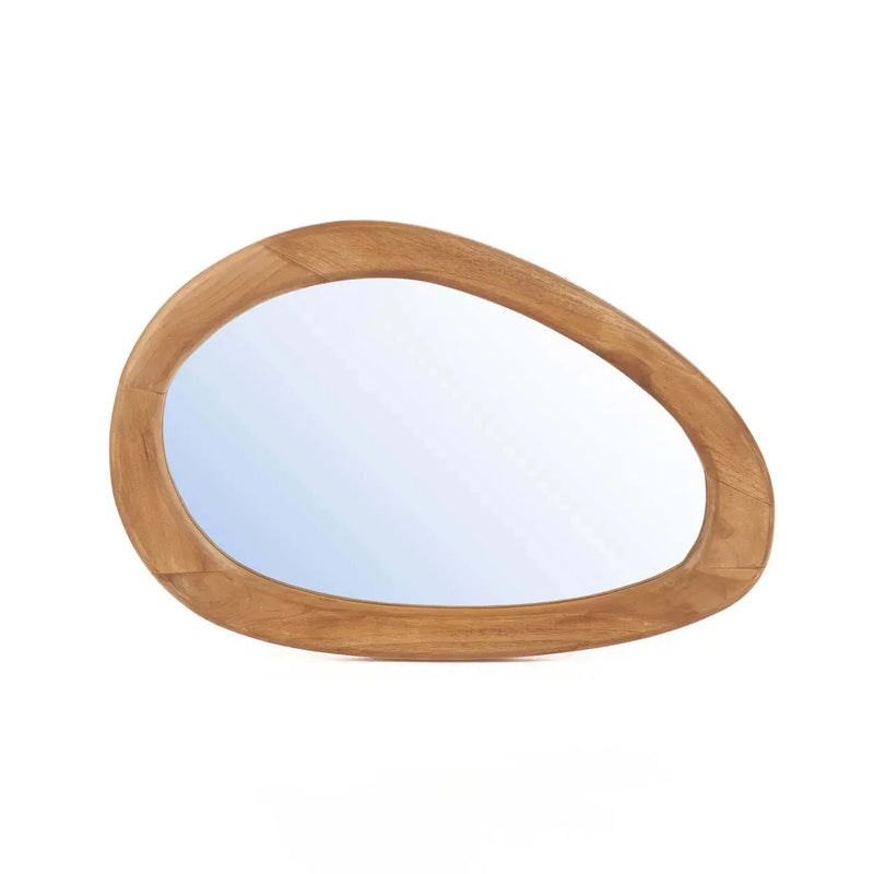 Asymmetrischer Wandspiegel aus Teakholz Natur – 40x60 cm