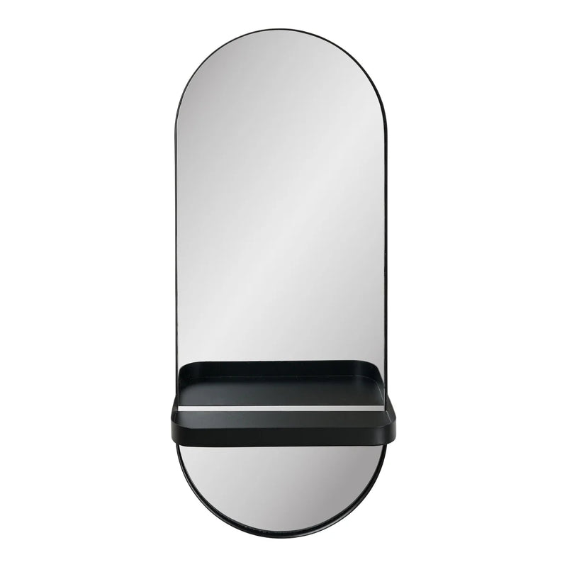 Wandspiegel aus schwarzem Metall mit integriertem Regal – 25x12 cm