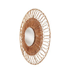 Miroir mural rond en rotin tressé naturel ajouré – Ø80 cm