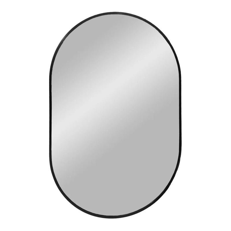 Miroir ovale en aluminium noir 50x80 cm