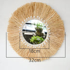 Dimensions du miroir raphia rond