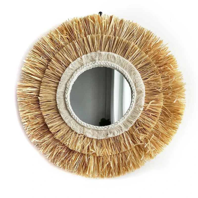 Miroir en raphia