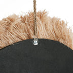 Miroir rond en fibres naturelles avec franges soleil Ø85 cm noir