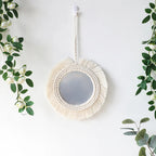 Miroir rond macramé en situation