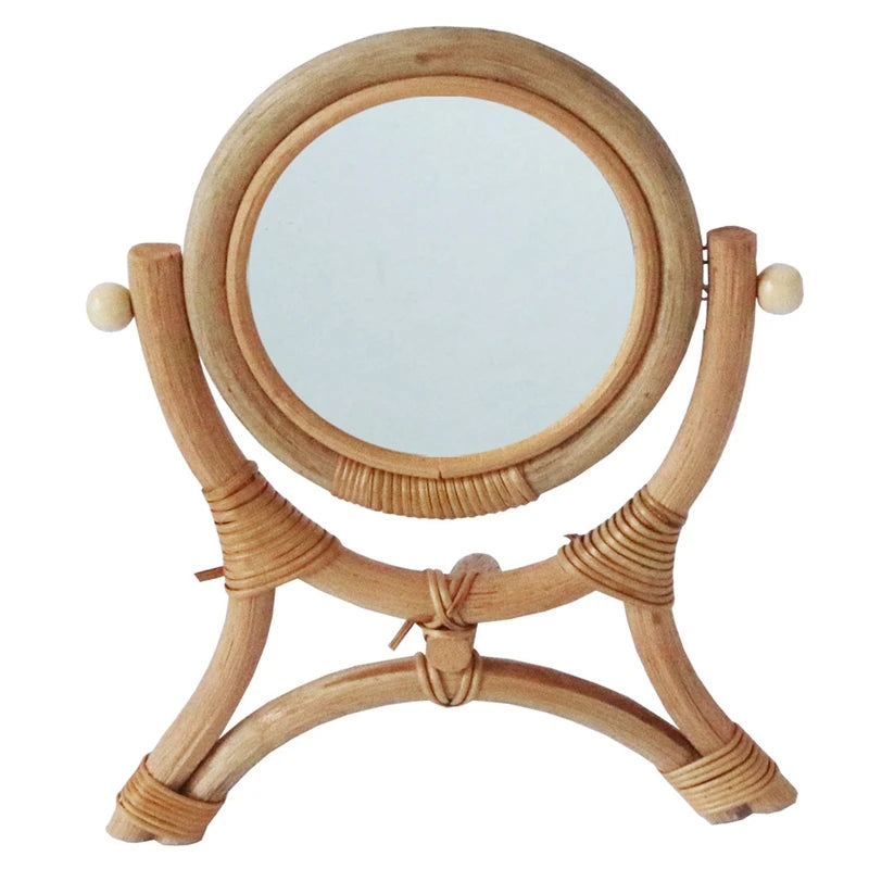 Rattanspiegel mit Standfuß
