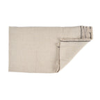 Écharpe en lin beige avec broderie zigzag noire sur un bord