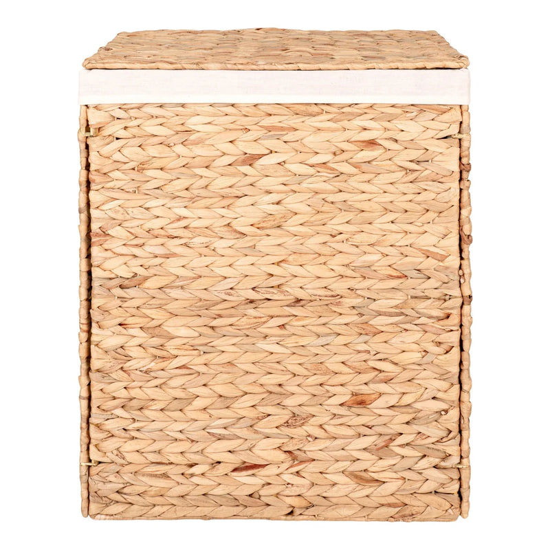Rechteckiger Wäschekorb aus Wasserhyazinthe in Natur mit Deckel – 43x32 cm