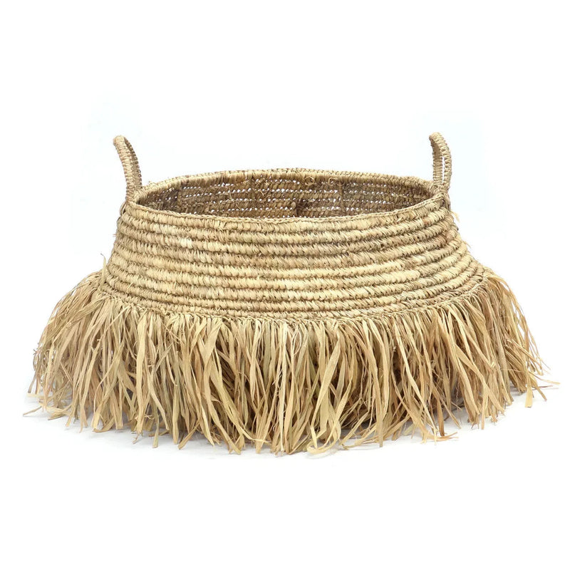 Deko-Korb aus Raffia Natur mit Fransen – 45x30 cm