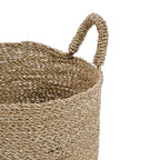 Panier en jonc de mer tressée avec anses torsadées couleur naturelle