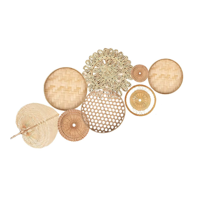 Wandkörbe aus Weide und Rattan – 8er-Set
