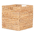 Panier de rangement en jacinthe d’eau naturel 30x30x30 cm avec poignées