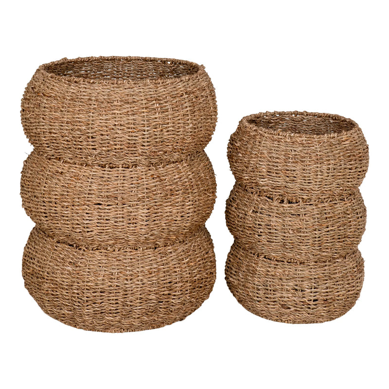 Zylindrische Aufbewahrungskörbe aus geflochtenem Seegras Natur – 2er-Set
