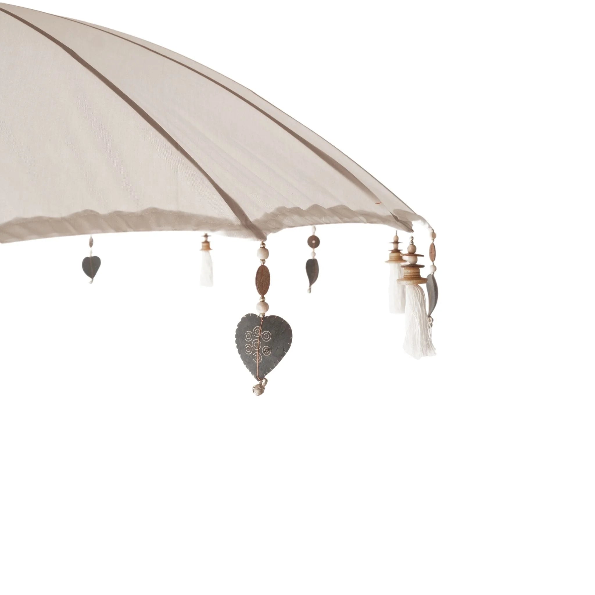 Parasol crème en tissu Naghata 280 cm avec bois sculpté