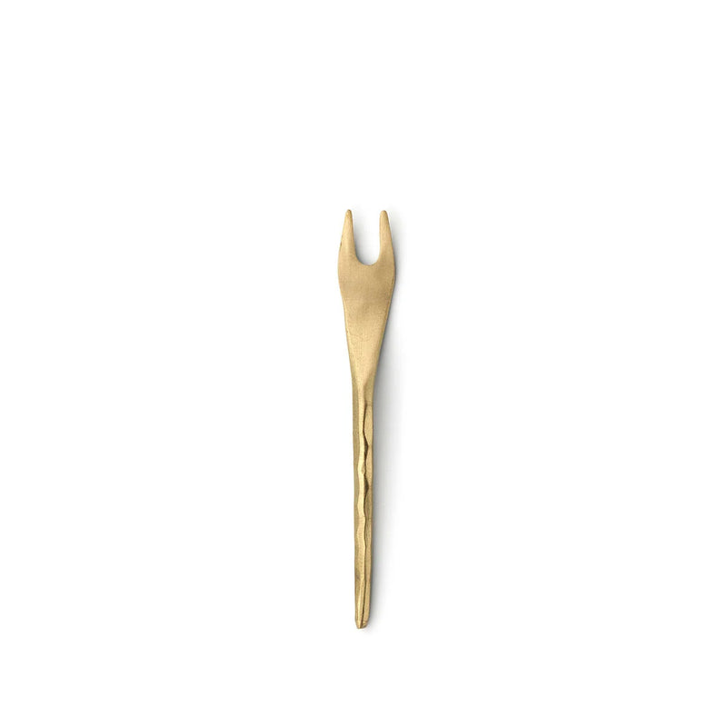 Olivenspieß aus Messing, goldfarben mit gehämmerter Oberfläche