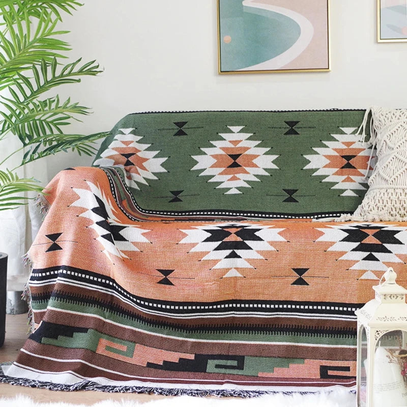 Ethno-Plaid in Grün und Terrakotta