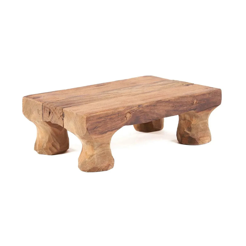Tablett aus massivem Teakholz, von Hand geschnitzt, naturbelassen
