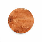 Plateau rond en teck naturel avec motifs de grains, diamètre 14 cm