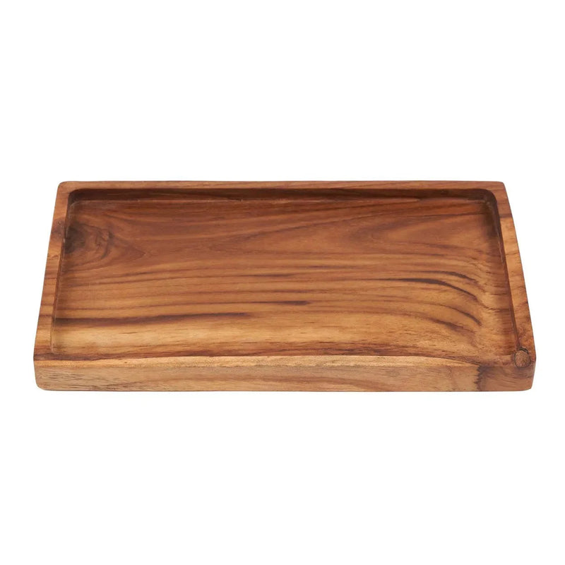 Rechteckiges Tablett aus Teakholz mit Rand, Natur – 25x15 cm