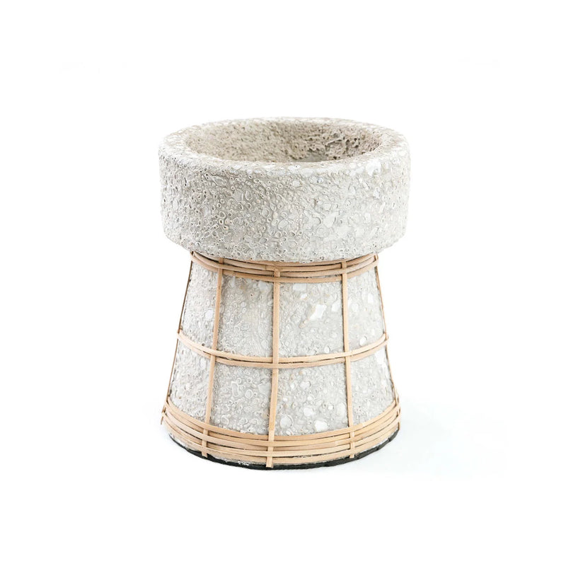 Kerzenhalter aus Terrakotta in Beton-Optik Natur 16 cm