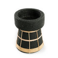 Porte-bougie terre cuite et rotin noir H16 cm