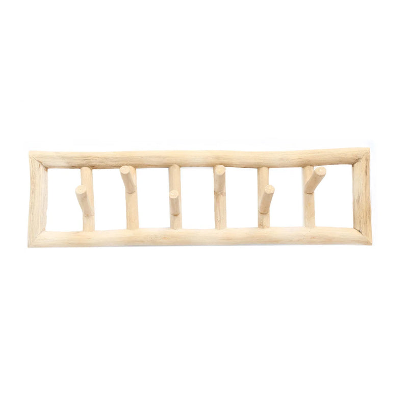 Wandgarderobe aus Teak Natur im rechteckigen Design – 70x10 cm