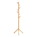 Porte-manteau en bambou clair forme arbre avec multiples crochets, H163 cm