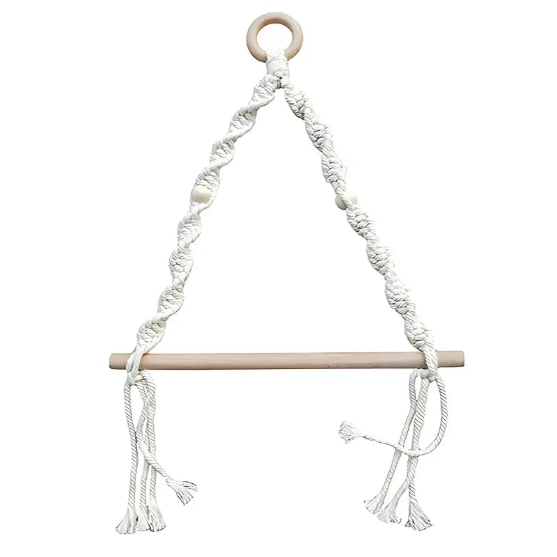 Toilettenpapierhalter aus Holz und Makramee